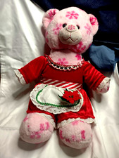 Build a Bear Plush Bear Pink Snowflake Nose Xmas Dress Apron BAB Stuffed Toy