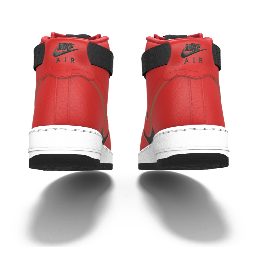 $250 NIB NEW Mens Nike Air Force 1 High Custom Red & Black Leather
