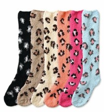 3 Pair Women Plush Leopard Winter Socks Long Knee High Cozy Fuzzy 9-11 Slipper
