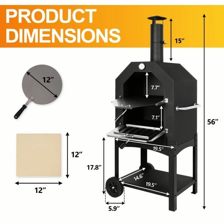 Деревянная печь для пиццы гриль с колесами водонепроницаемый чехол для улицы - Изображение 2 из 4