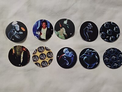 Vintage 1995 Lot of 10 Pogs CASPER from 1994 film Pogs Milk Caps ~ Mint 