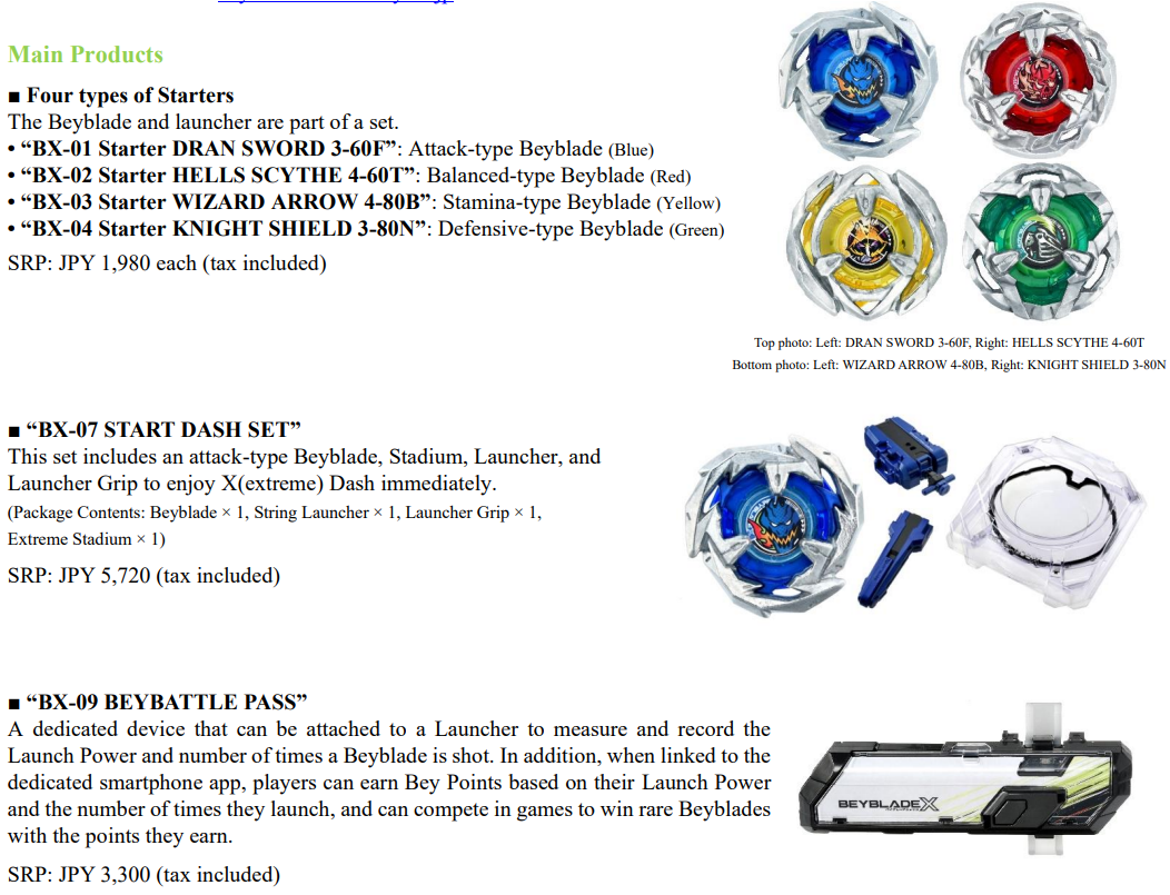 Takara Tomy Beyblade X BX-01 BX-02 BX-03 BX-04 BX-05 BX-06 BX-07