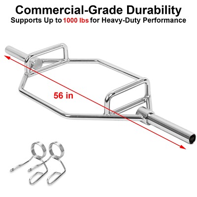 Commercial Grade Olympic 2 in Hex Trap Bar Weightlifting Deadlift Squat Barbell