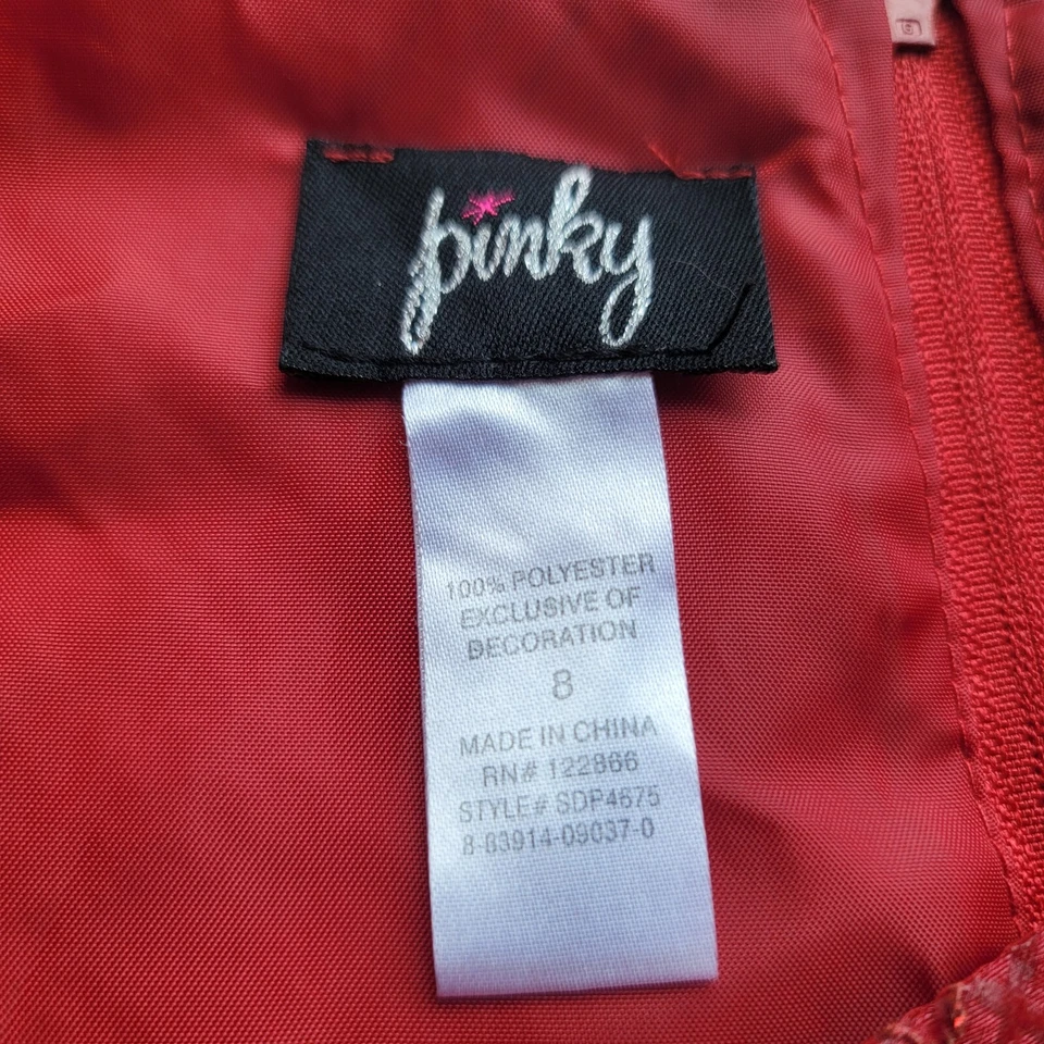 Pinky Girls Dress Sleeveless Party Formal Burgundy Red Black Tie Dress Sz 8 - Image 3 of 4