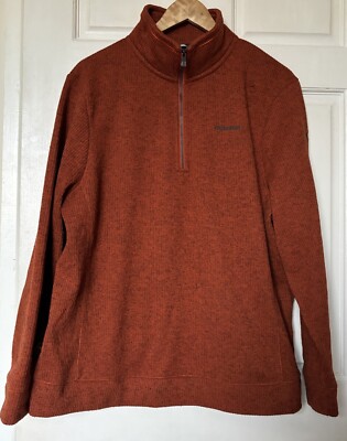CRAGHOPPERS Herren XL 1/4 Zip Strick Fleece Pullover Orange Achtsam Hergestellt Recycelt