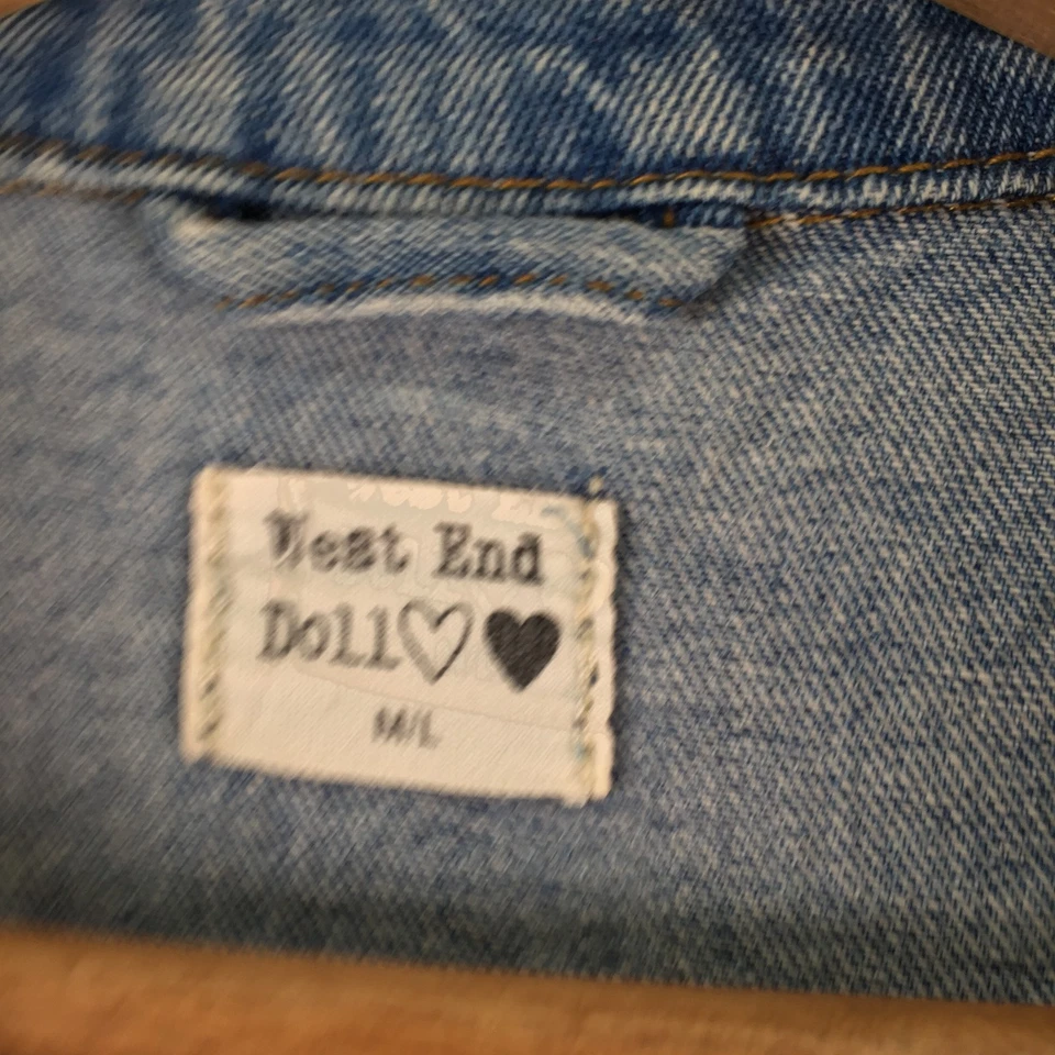 West End Dolls Mujer Denim Chaqueta Talla M/L Azul Manga Larga Cuello Algodón117067 Foto 4 de 4