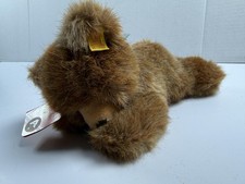 Vintage Steiff Brown Plush Bear Small Austria Knopf Im Ohr Stuffed Animal Laying