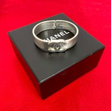 Chanel Coco Mark Metal Bracelet Women Silver One Size
