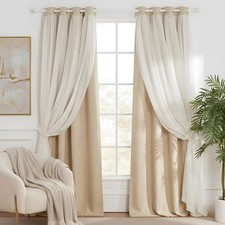Nursery Blackout Curtains for Bedroom Living Room Crushed Sheer x Blackout Cu...