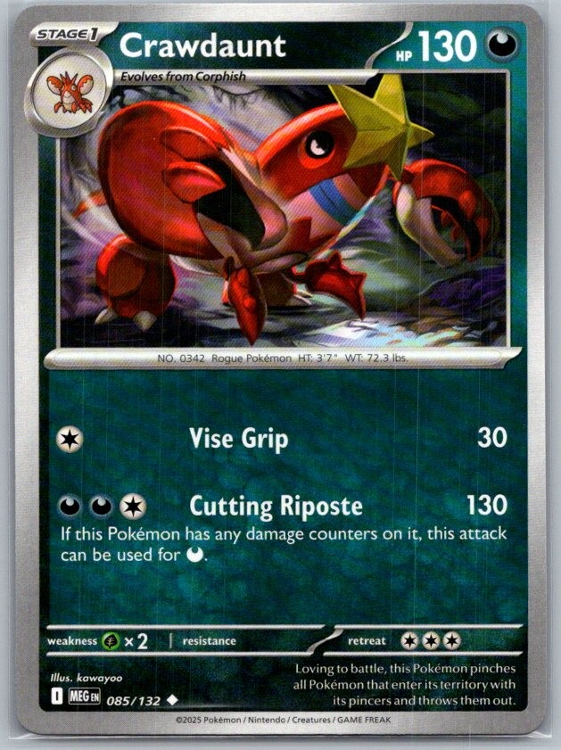Crawdaunt Uncommon ME01: Mega Evolution 085/132 NM