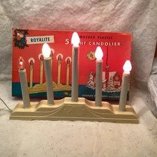 Vintage Royalite 5 Light Candolier Christmas Window Decoration w/ Box – Tested