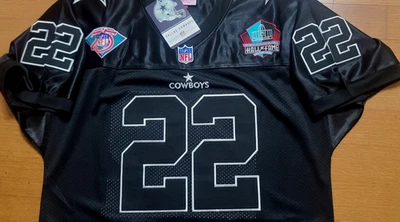 MITCHELL & NESS NEW TAG! RARE! Dallas Cowboys #22 C Emmitt Smith Stitched Dual Patch Jersey Mens