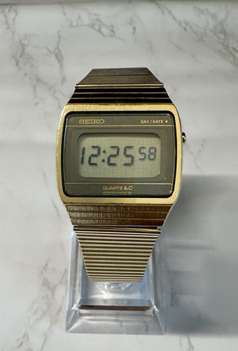 Vintage Seiko F033-5039 Gold Quartz LC Digitaluhr - Guter Zustand!