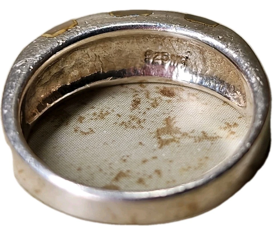 Anillo de banda de cigarros con incrustación de carcasa de fregona apilable Sterling Southwest Steampunk 6,5 Foto 3 de 4