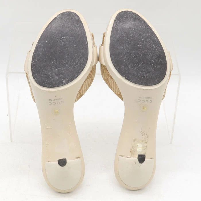 GUCCI GG Pattern Mule Brand Sandals Shoes Made in Italy Women's Size 34 Beige GU thumbnail 6