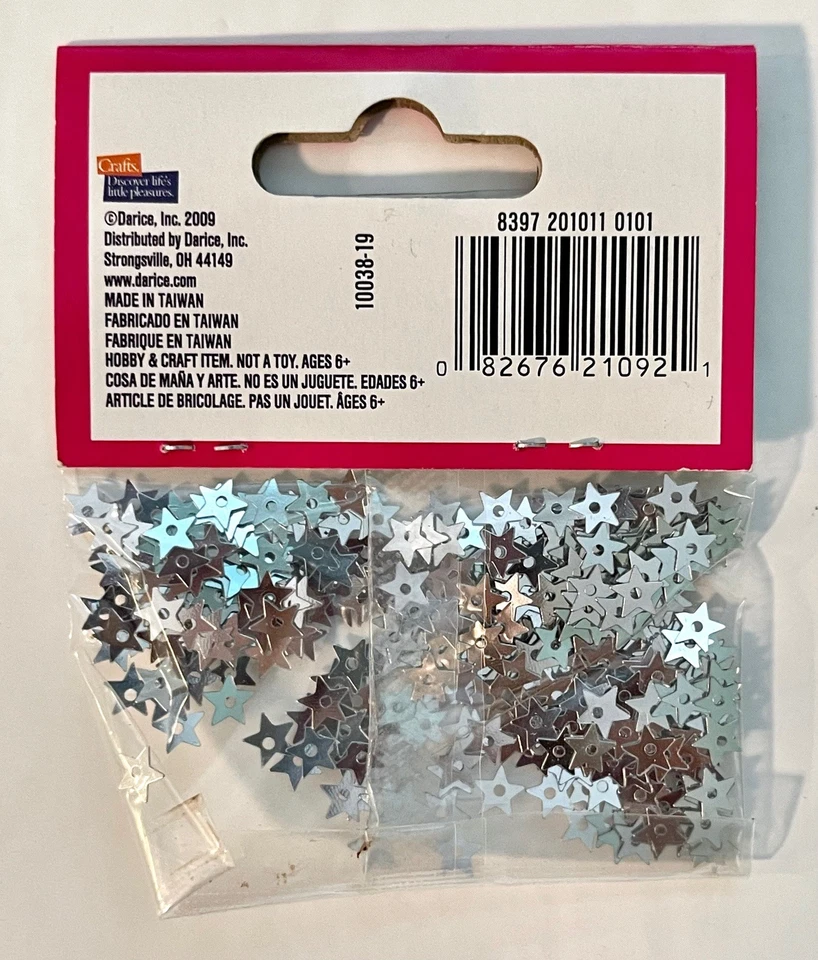 Lentejuelas Estrella Darice Pequeño Plata Mini Extra Pequeño Agujero Único ~5mm 4Paquete 1600 Tota Foto 3 de 4