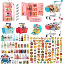 164Pcs Mini Shopping Cart Basket Miniature Food Drink Toy Superma