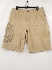 Tommy Hilfiger Bermuda Shorts Mens Size 33 Color Brown Graphic Zip Pocket Seamed