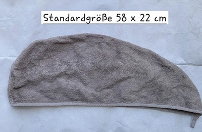 Frottee Haar Turban mit Knopf, Kopf Handtuch 58 x 22 cm, beige  hellbraun - Bild 1 von 4