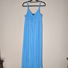 NWT Torrid Mesh Spaghetti Strap Ruched Bust Maxi Dress Blue Size 12 Large Flowy