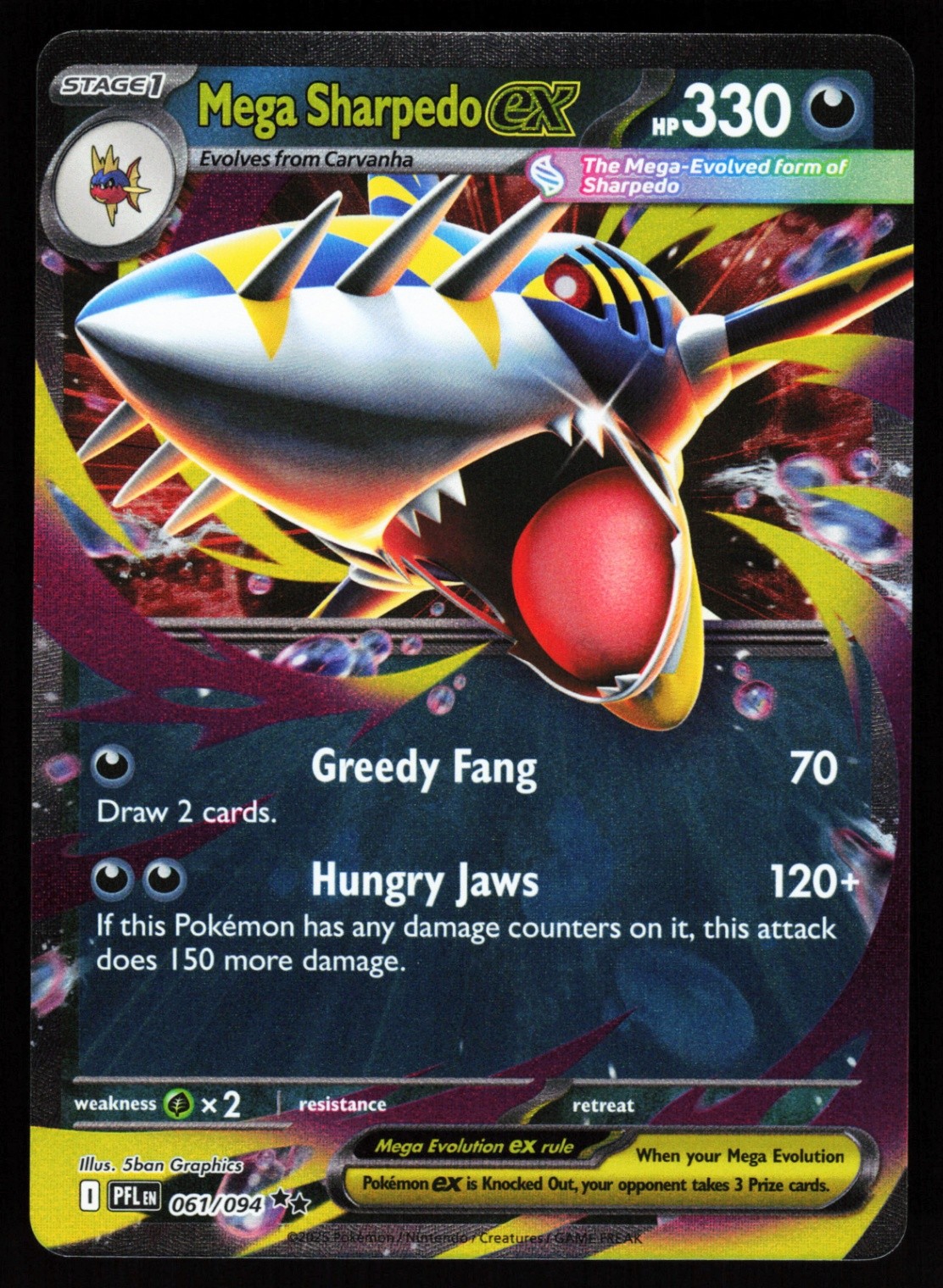 Mega Sharpedo ex Double Rare ME02: Phantasmal Flames 061/094 NM