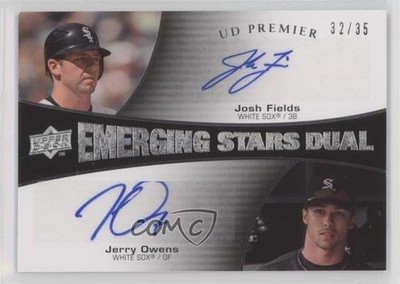 2008 UD Premier Emerging Stars Dual 32/35 Josh Fields Jerry Owens Auto 0af