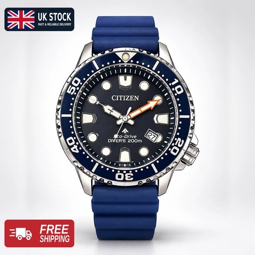 Citizen Eco-Drive Men’s Diver Watch Blue Dial Blue Rubber Strap 200M Boxed
