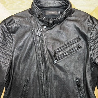 Ralph Lauren Black Label Hybrid Motorcycle Padded Biker Lamb