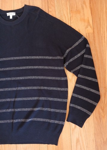Peter Millar Sweater Mens Large Navy Blue Stripe Crewneck Pima Cotton Wool New - Picture 3 of 7