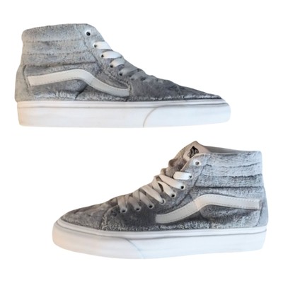 VANS Sk8-Hi Top Sherpa Drizzle Gray/White Faux Fur Sneakers Unisex Size M6/W7.5
