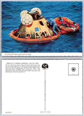 Apollo 11 Astronauts Spacecraft Recovery Pacific Ocean 1969 NASA Postcard