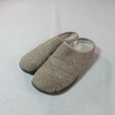 LL Bean Clog Shpes Womens Size 7 Brown Slippers Slip On Wool House Cozy Indoor