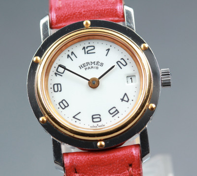 Vintage [Exc+5] HERMES Clipper weißes Zifferblatt rot 24 mm Damen-Quarzuhr JAPAN