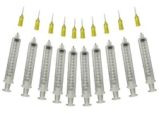 Precision Applicator 10cc Syringe w/20 Gauge Yellow Tip -Glue, Henna -10 Pack