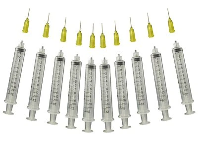 CREATIVE HOBBIES® Precision Applicator 10cc Syringe w/20 Gauge Yellow Tip -Glue, Henna -10 Pack