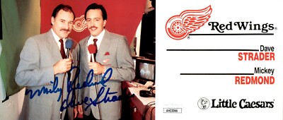 Dave Strader & Mickey Redmond Signed Detroit Red Wings Photo Card JSA ...