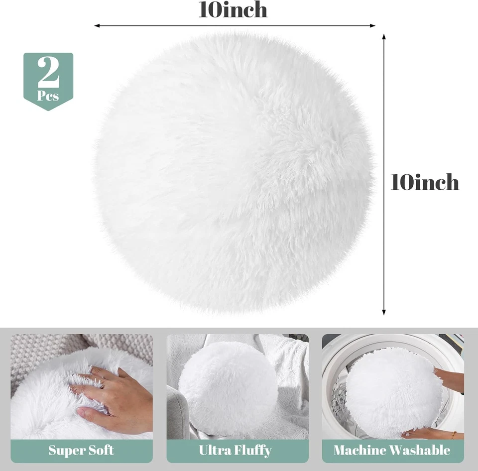 2 Pieces round Plush Ball Throw Pillow Soft Circle Decorative Spherical Fuzzy Pi - Image 2 of 4
