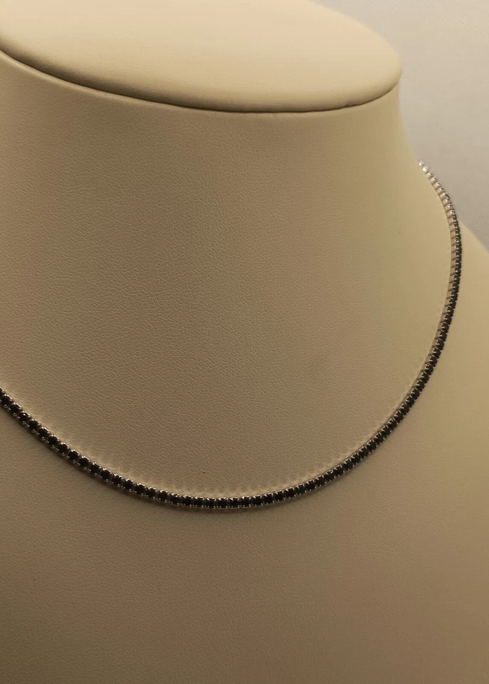 COLLANA TENNIS ARGENTO RODIATO DONNA MM 2 ZIRCONI NERO CM 40-45 EXPLOIT - Immagine 3 di 4