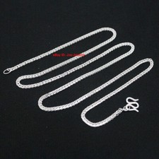 Real 999 Fine Silver Necklace 1.8mm Wheat Link Women's Necklace 17.7inch 4-6g