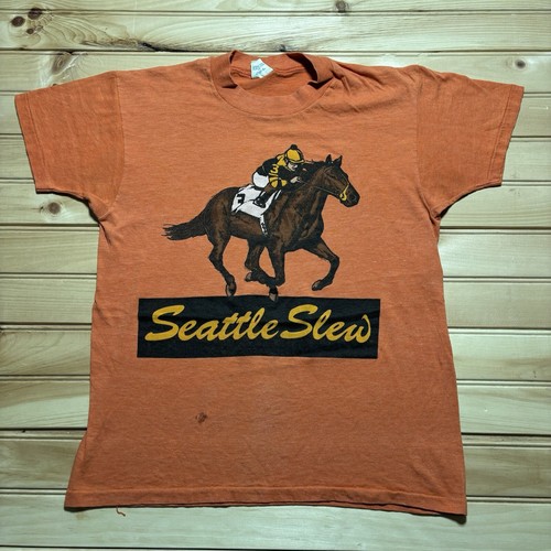 Vintage 70s 80s Seattle Slew Horse Racing Triple Crown Single Stitch Shirt - L