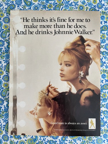 Vintage 1988 Johnnie Walker Scotch Print Ad Backstage Hair Make-Up - Picture 1 of 7