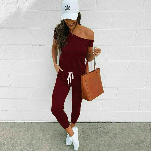 Damen Freizeit Sommer Playsuit Hose Kurzarm Party Overall Strampler Hose - Bild 9 von 41
