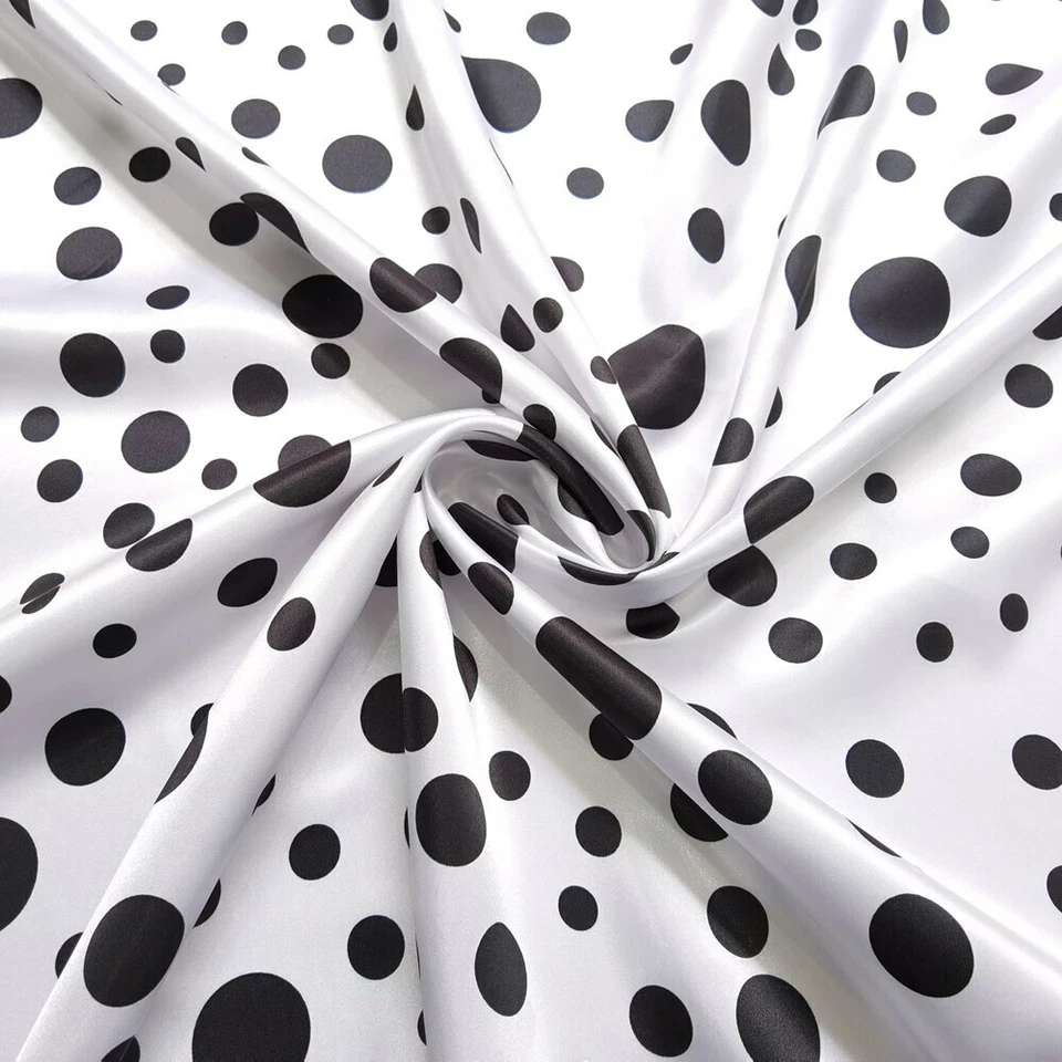 Material de tela satinada de lunares grandes de 1 yarda X 1,48 metros para camisa bufanda Foto 3 de 4