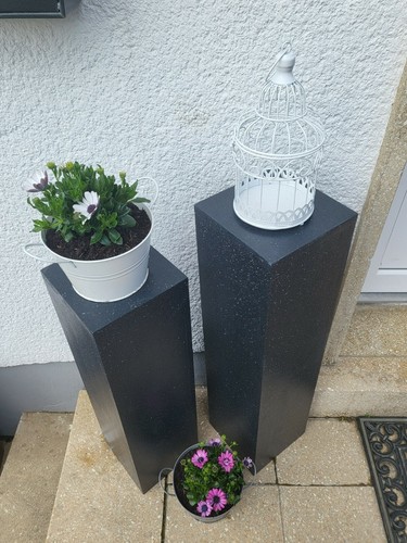 Dekosäule schwarz Granitoptik für Außen, Podest, Gartensäule, Sockel