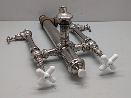 c1900 Tub Tower Drain with faucets, shutoff valves, elephant-trunk style spout - Picture 8 of 15