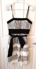Womans Max & Cleo White/Black Stripe Strapless Flare Dress Party/Evening Size 8