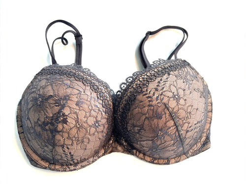 Victoria's Secret Very Sexy Push Up Bra Size 34DD D cup Nude Gray Lace