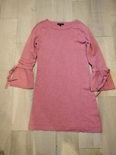 Banana Republic Mauve / Salmon Pink Cotton Sweater Dress Size Med Bell Sleeves