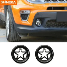 2pcs Front Fog Light Lamp Ring Cover Trim Bezel for Jeep Renegade 2019+ Black