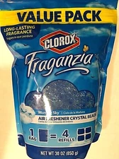 Clorox Fraganzia Morning Sky AIR FRESHENER Beads Value Pack 30 oz. = 4 Refills
